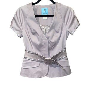 MARCIANO Short Sleeves Fitted Blazer Jacket with  Belt Mauve Pastel Size 2